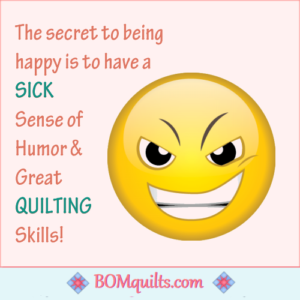 BOMquilts meme: I must be truly demented to have been quilting for as long as I have been! Not to mention that I am still able to laugh at my mistakes & laugh at myself when I am being goofy!