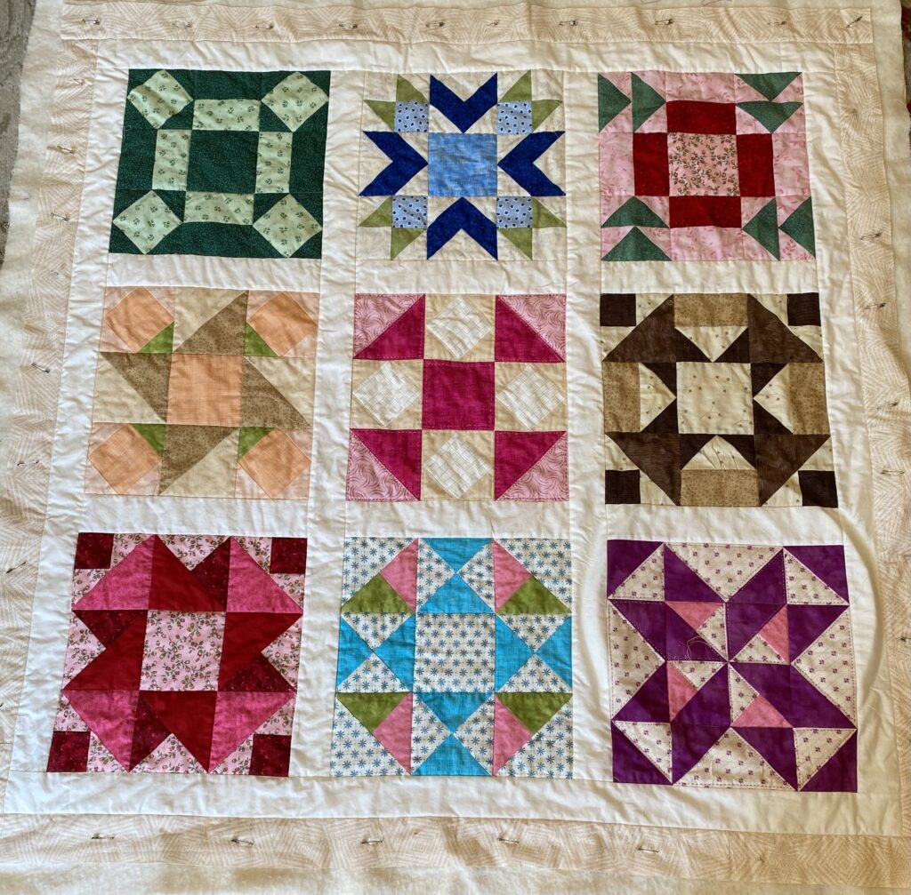 One "Quilted Kitchen Sampler" BOM quilt made by a member of the Huntington Quilt Guild! The "Quilted Kitchen Sampler" BOM quilt was designed by TK Harrison, owner of BOMquilts.com!