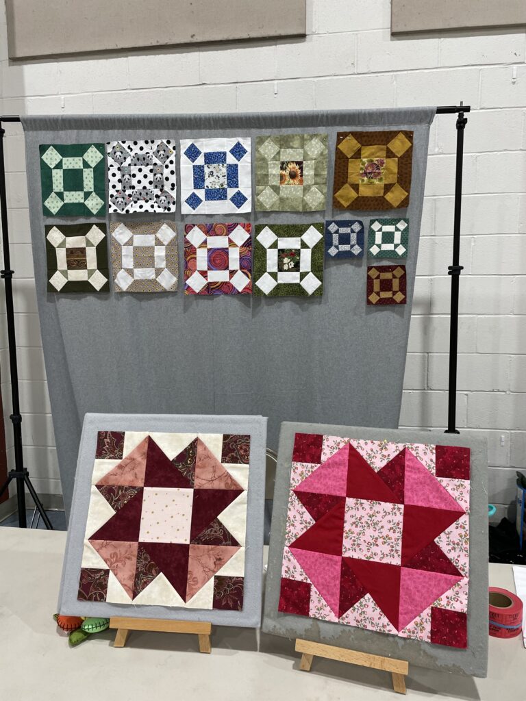 One set of "Quilted Kitchen Sampler" BOM quilt blocks made by a member of the Huntington Quilt Guild! The "Quilted Kitchen Sampler" BOM quilt was designed by TK Harrison, owner of BOMquilts.com!