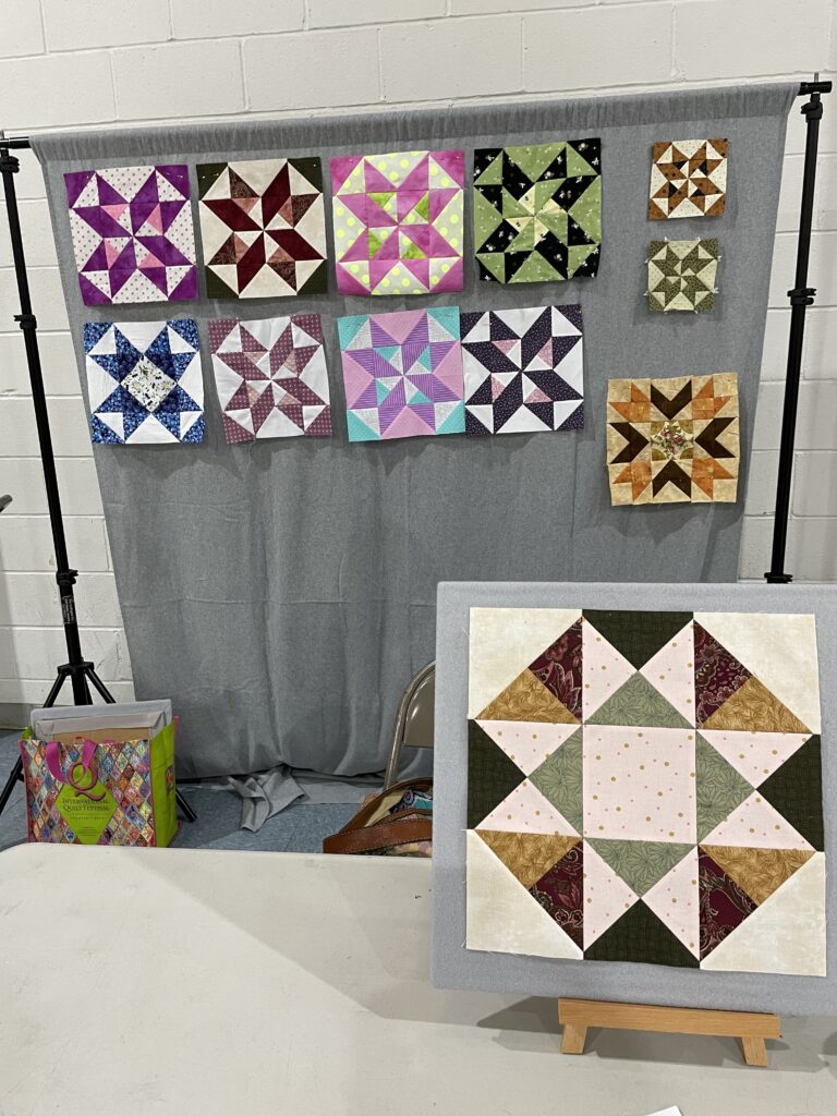 One set of "Quilted Kitchen Sampler" BOM quilt blocks made by a member of the Huntington Quilt Guild! The "Quilted Kitchen Sampler" BOM quilt was designed by TK Harrison, owner of BOMquilts.com!