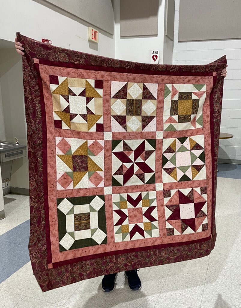 One "Quilted Kitchen Sampler" BOM quilt made by a member of the Huntington Quilt Guild! The "Quilted Kitchen Sampler" BOM quilt was designed by TK Harrison, owner of BOMquilts.com!