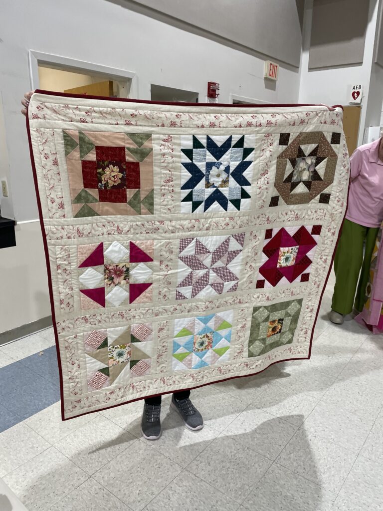 One "Quilted Kitchen Sampler" BOM quilt made by a member of the Huntington Quilt Guild! The "Quilted Kitchen Sampler" BOM quilt was designed by TK Harrison, owner of BOMquilts.com!