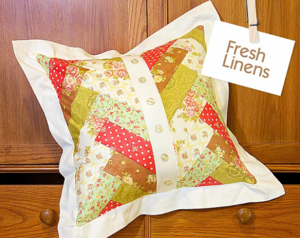 "Braided” is a Free Jelly Roll Quilted Pillow Pattern designed by Alicia Thommas from Sew 4 Home!