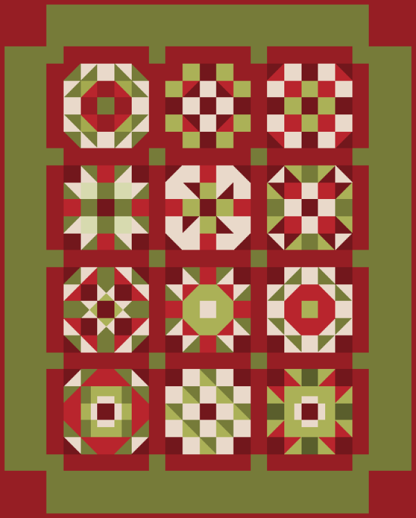 25 Days Until Christmas is a Block of the Month (BOM) Quilt originally designed by TK Harrison, owner of BOMquilts.com!