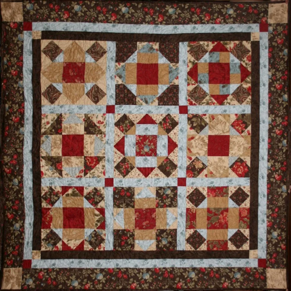 "Chocolate Cake and Roses" 2013 Block of the Month Quilt, Original Project designed by TK Harrison from BOMquilts.com!
