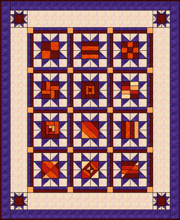 Strippin' with the Stars is a 2008 Block of the Month (BOM) Quilt originally designed by TK Harrison, owner of BOMquilts.com!