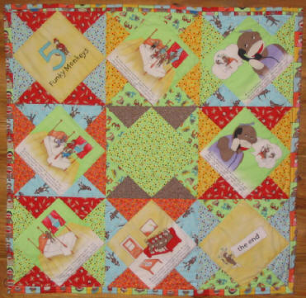 Funky Monkey Book Quilt is a Free Baby Quilt Pattern, designed by TK Harrison, Owner of BOMquilts.com!