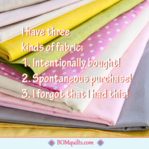 BOMquilts meme: I only have three kinds of fabric in my quilt studio! What about you?