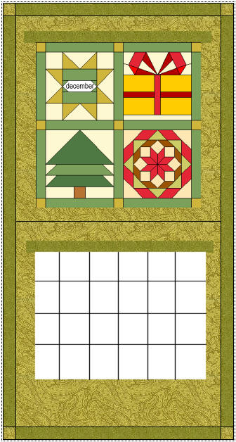 December Calendar Quilt Part of the 2007 "Calendar Quilt" BOM designed by TK Harrison Owner of BOMquilts.com!