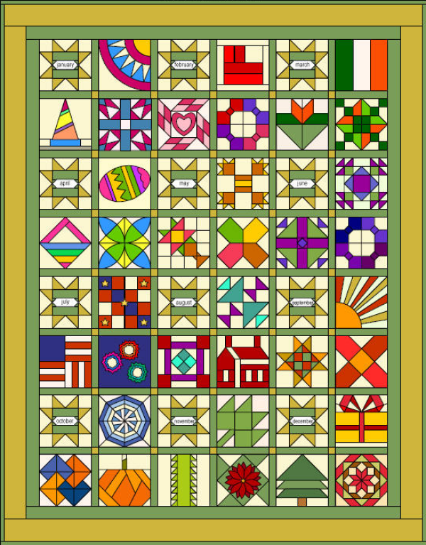 2007 "Calendar Quilt" BOM by TK Harrison Owner of BOMquilts.com!