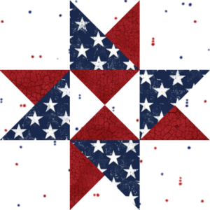 Block#9—Ohio Star Variation Star Variation Quilt Block—of the 2026 "Semiquincentennial" BOM quilt designed by TK Harrison the Owner of BOMquilts.com!