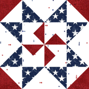 Block #4—Stars & Pinwheels Quilt Block—of the 2026 "Semiquincentennial" BOM quilt designed by TK Harrison the Owner of BOMquilts.com!
