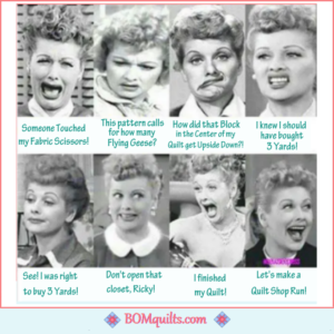 BOMquilts Meme: The many faces of Lucille Ball as a Quilter!