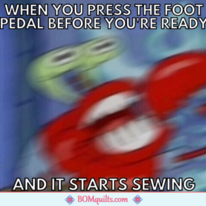 BOMquilts Meme: I need to lay off of that foot pedal!
