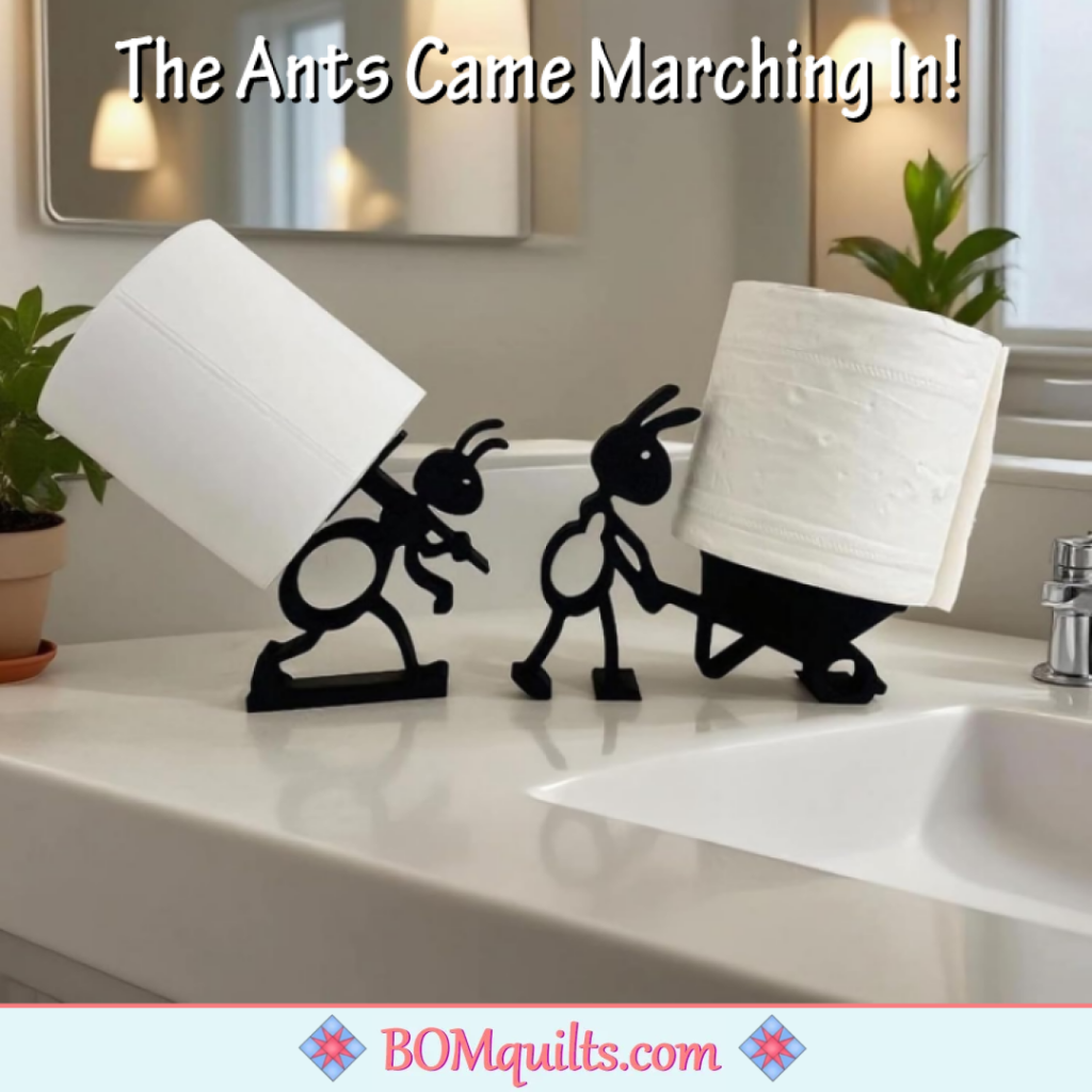 BOMquilts Meme: My Ants March in Quilted toilet paper!