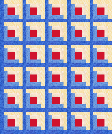 Big Block Log Cabin Quilt designed by TK Harrison Owner of BOMQuilts.com & of Quilt Therapy blog!