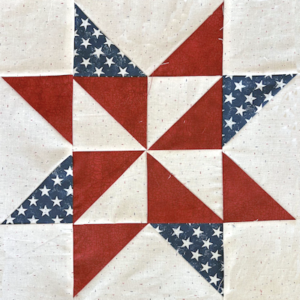 Block #8—Sarah's Star Quilt Block—of the 2026 "Semiquincentennial" BOM quilt designed by TK Harrison the Owner of BOMquilts.com! Made by my Tester Edie!