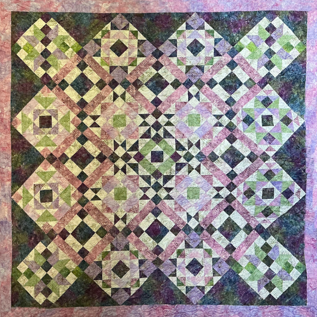 "Majestic Beauty" 2022 BOM Quilt Finished by my Tester Cheryl from Abbi May's Fabric Shop!