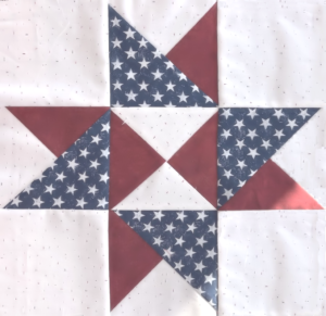 Block #5—Suzanne's Star Quilt Block—of the 2026 "Semiquincentennial" BOM quilt designed by TK Harrison the Owner of BOMquilts.com! Made by my tester Edie!