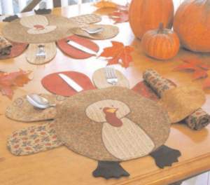 "Gobble, Gobble” is a Free Thanksgiving Quilted Placemat Pattern designed by & from White Sewing Center!